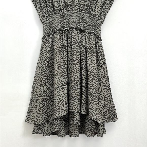 Rails Karla Olive Lynx Smocked Waist Flouncy Tiered Lightweight Mini Dress - XS - Picture 8 of 15